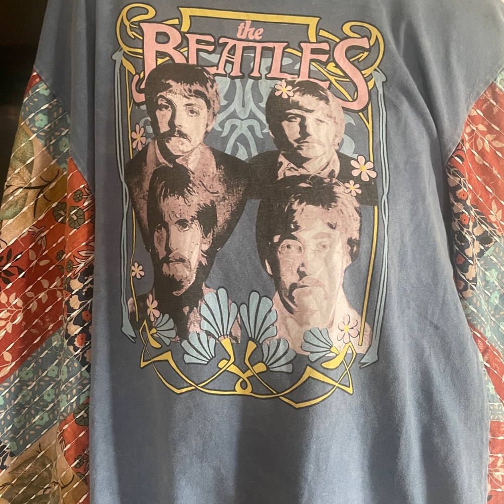 The Beatles Graphic Women's Top - Blue Multicolor